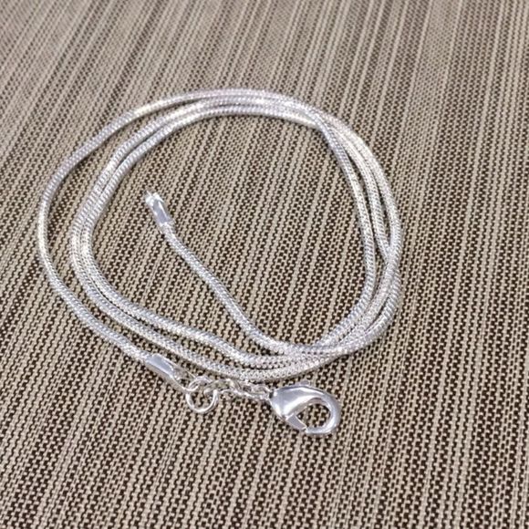 Silver Snake Chain 20” Necklace Stamped 925 1mm - Picture 2 of 8